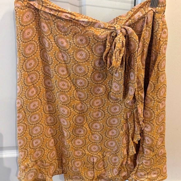 Floral Wrap Skirt in Mustard Yellow - Picture 1 of 5
